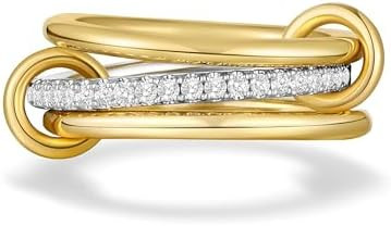 JINEAR Gold Stackable Rings for Women Non Tarnish 14K Gold Plated Interlocked Ring Gold Silver Mi... | Amazon (US)