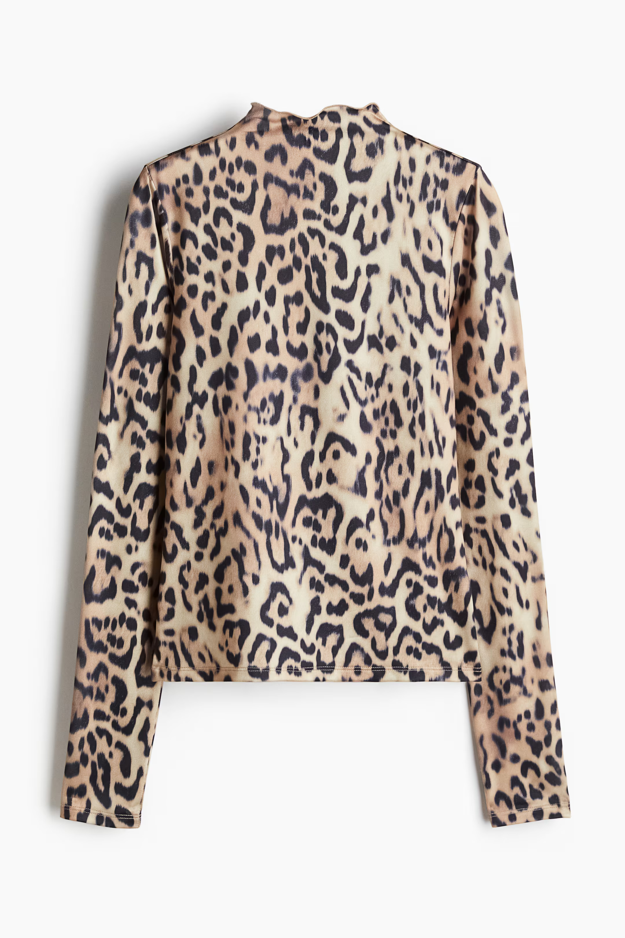 Turtleneck jersey top - Light beige/Leopard print - Ladies | H&M GB | H&M (UK, MY, IN, SG, PH, TW, HK)