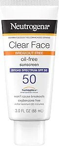 Neutrogena Clear Face Sunscreen Lotion for Acne-Prone Skin, Broad Spectrum SPF 50, Sunscreen for ... | Amazon (US)