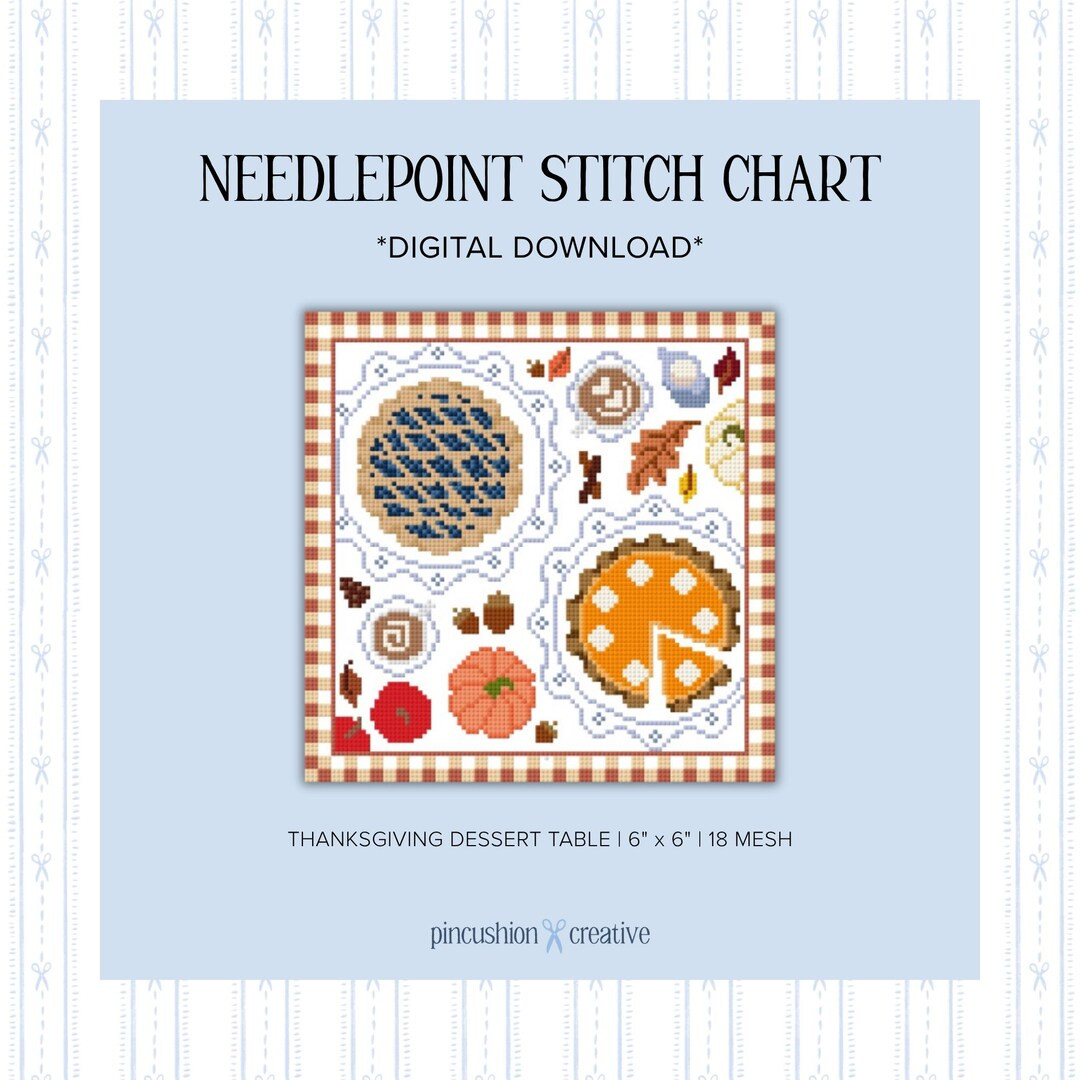 Thanksgiving Dessert Table Digital Needlepoint Stitch Chart | 18 Mesh Digital Download - Etsy | Etsy (US)