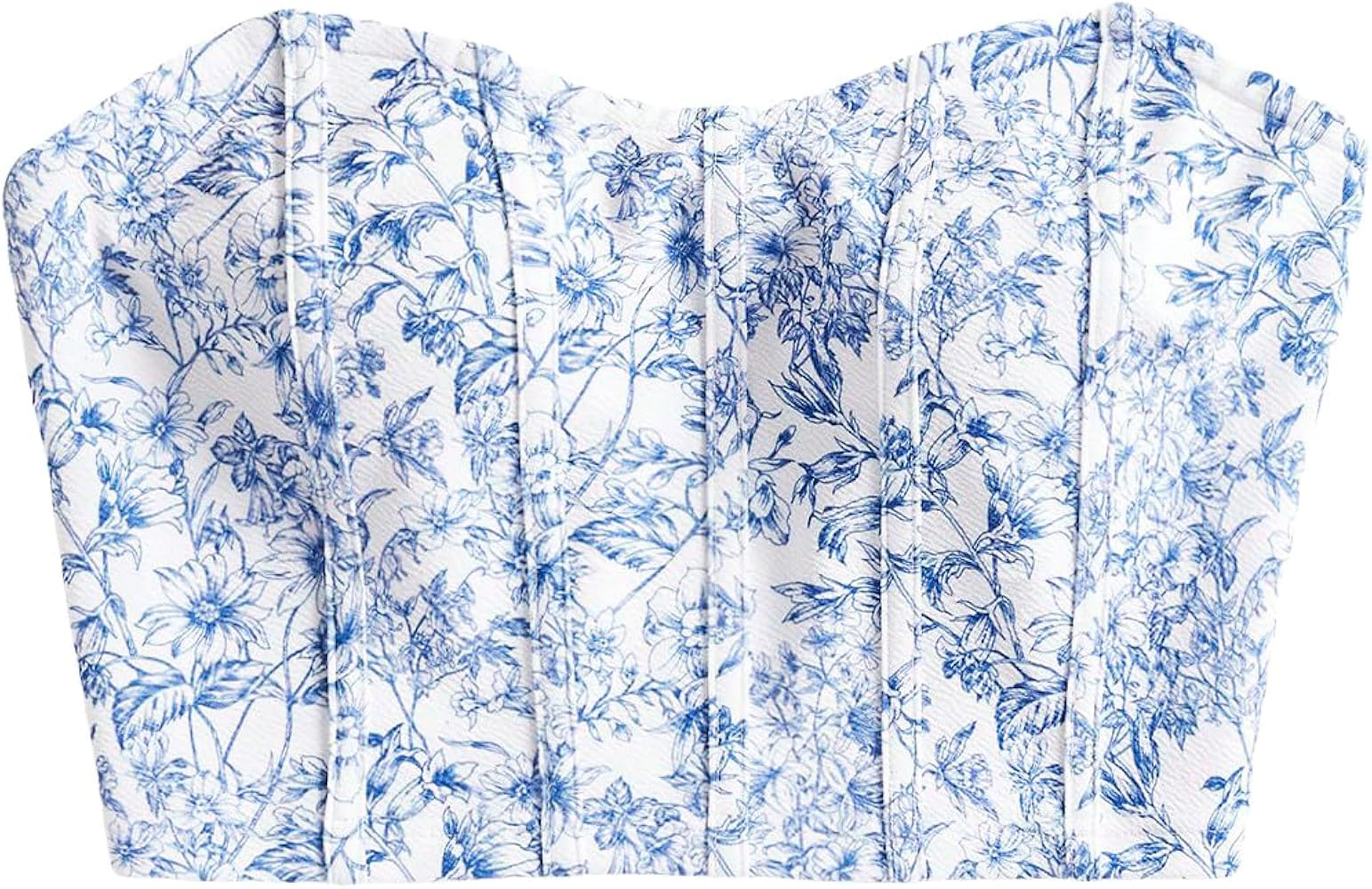 SHENHE Women's Casual Ditsy Floral Print Sleeveless Strapless Bandeau Tube Crop Top | Amazon (US)