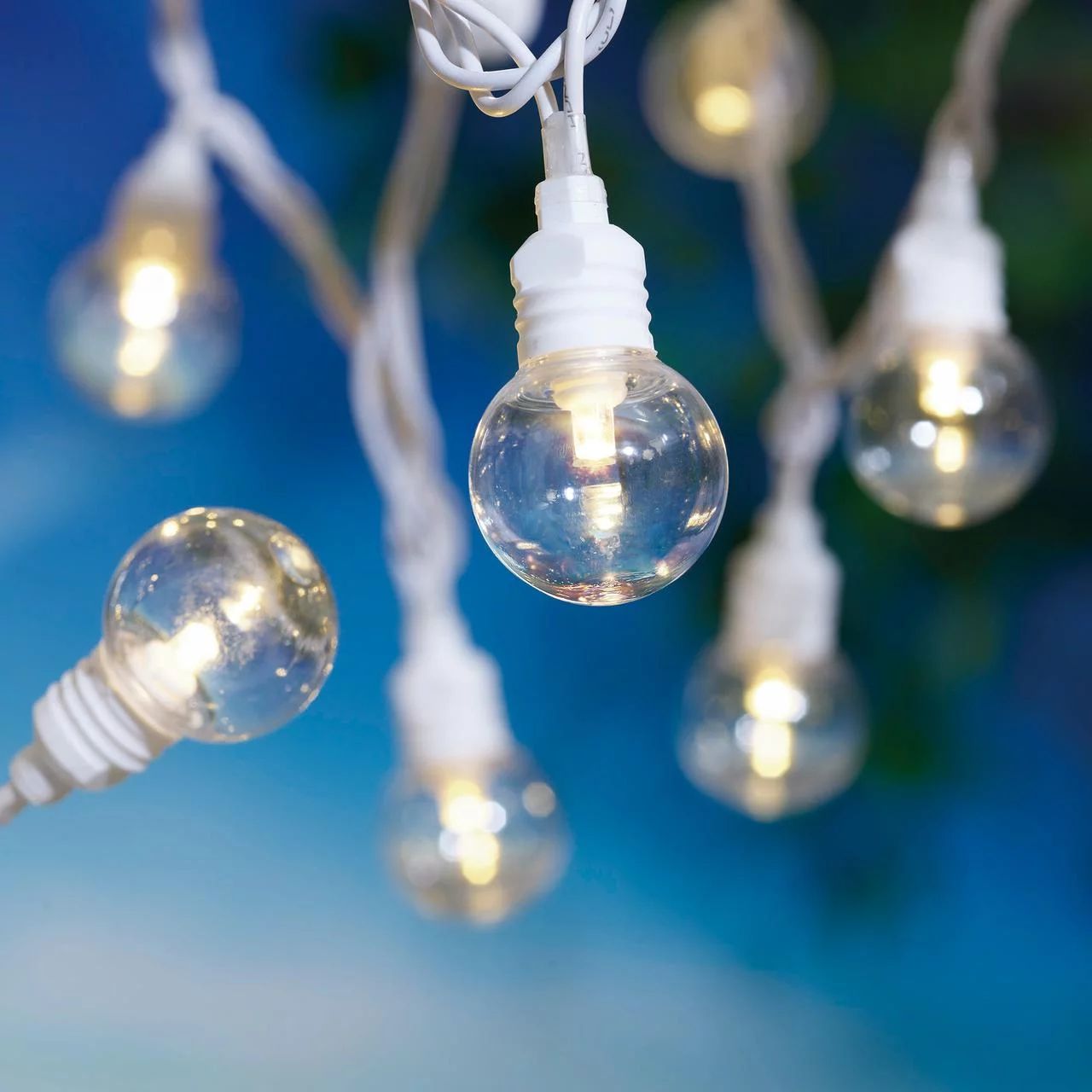 Mainstays 100-Count LED Plastic Globe Outdoor String Lights, with White Wire | Walmart (US)