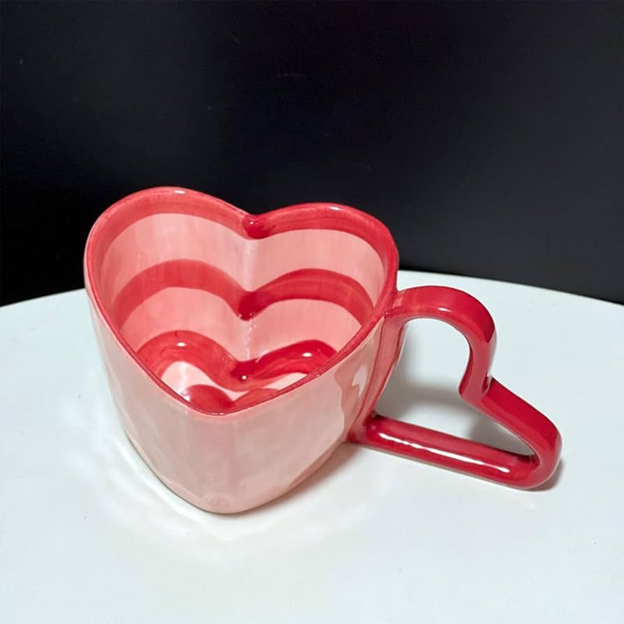 Creative Heart Shaped Mug, Fun Heart Handle Coffee Mug, Heart Shaped Porcelain Mugs - Each Holds ... | Amazon (US)