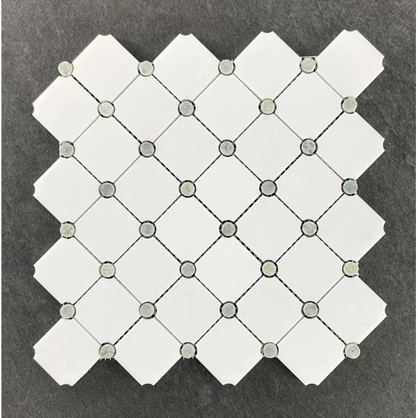 Diamond With Dot Marble Mosaic Tile | Wayfair North America