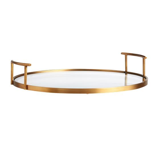 Bleecker Glass Bar Tray - Antique Gold | Pottery Barn (US)