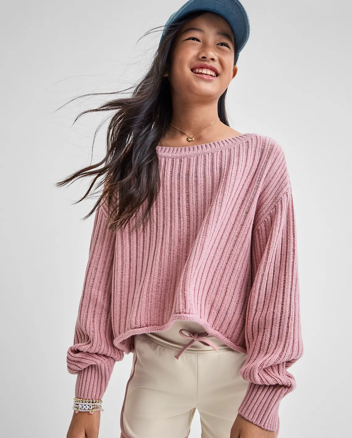Tween Girls Stitched Off Shoulder Sweater - pink | The Children's Place