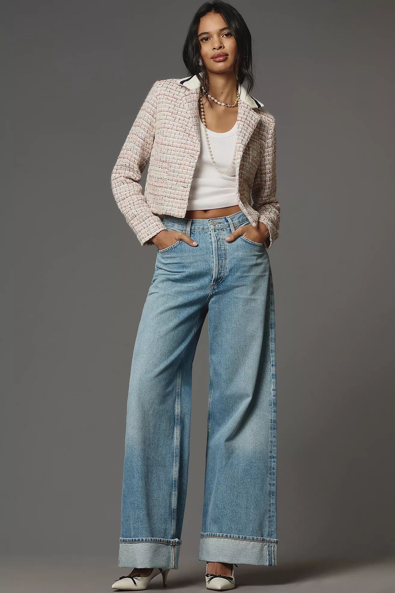 AGOLDE Dame High-Rise Cuffed Wide-Leg Jeans | Anthropologie (US)