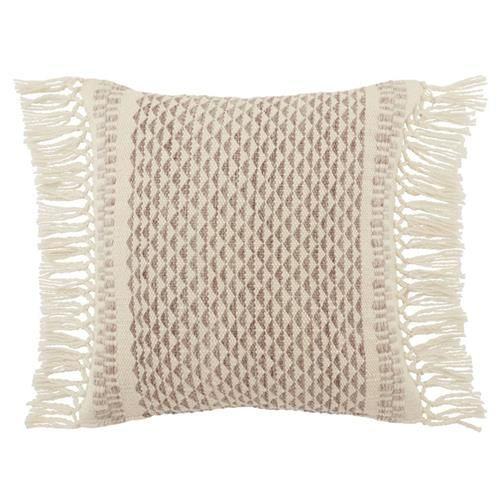 Jaipur Living Haskell Global Bazaar Taupe Outdoor Throw Pillow - 18x18 | Kathy Kuo Home