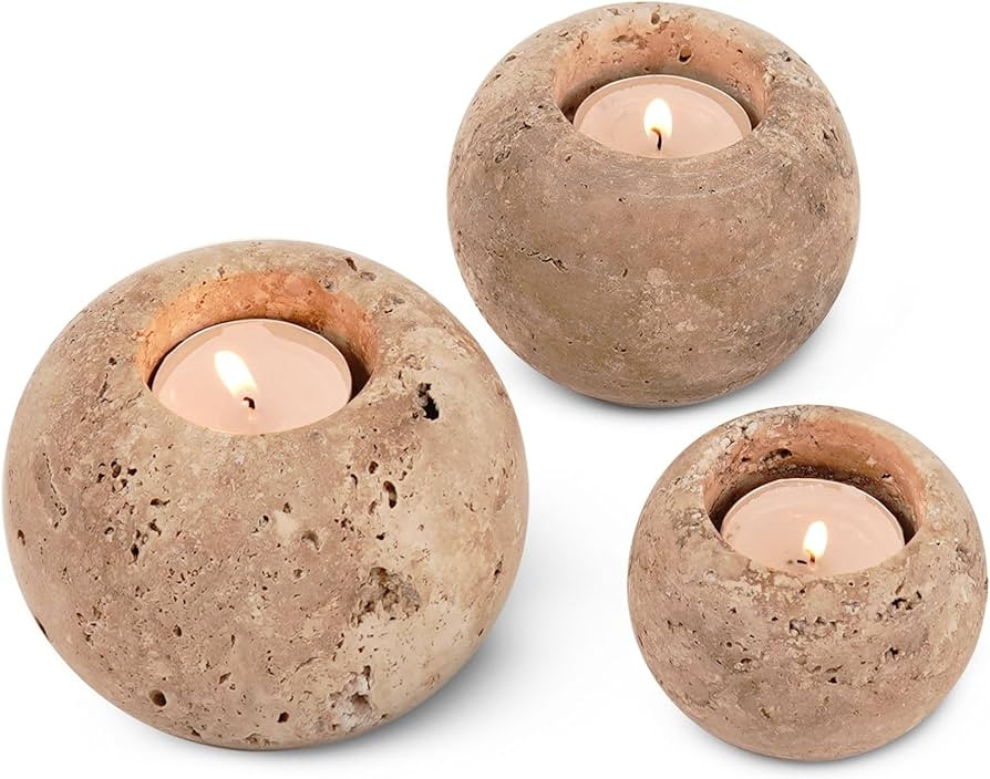 Radicaln Marble Tealight Candle Holder 4" Inch Travertine Handmade Decorative Votive Candle Holde... | Amazon (US)