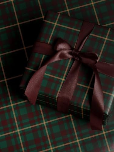 Traditional Green and Red Plaid Wrapping Paper Roll, Retro Checkered Gift Wrap Sheet for Christmas, Birthday, Wedding, Ideal for Mom, Dad, Friends, Husband, Wife, Teachers, Holiday Party, Classic Style | Amazon (US)