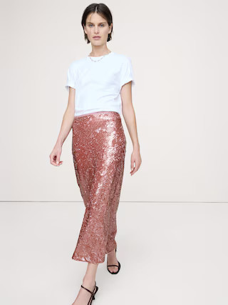 Bias-Cut Sequin Maxi Skirt | Banana Republic (US)