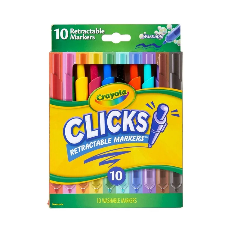 Crayola Clicks Retractable Markers (10ct), Cone Tip, Washable Markers, School Supplies, Bullet Jo... | Walmart (US)