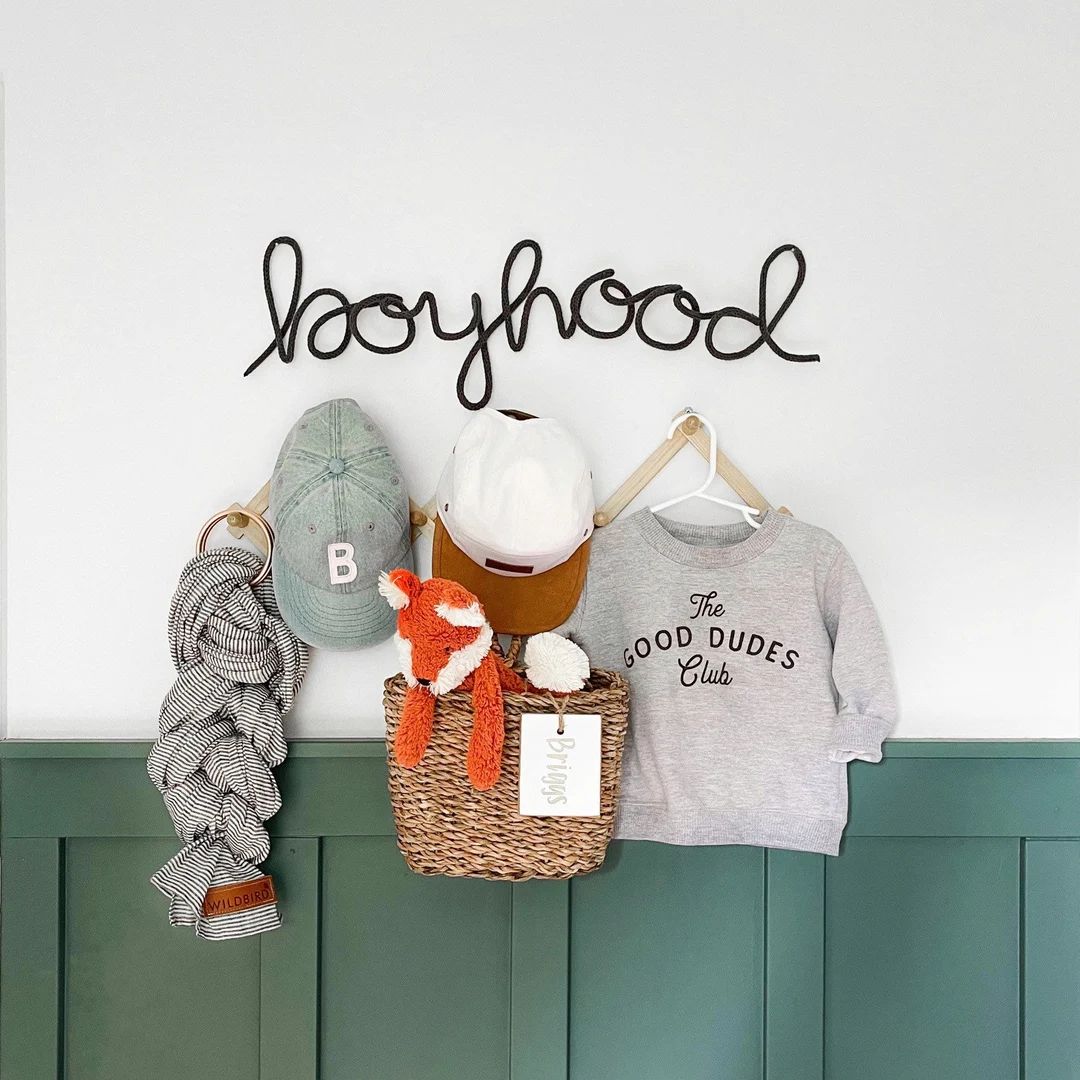 Boyhood Sign Modern Nursery Wall Hanging Baby Boy Nursery - Etsy | Etsy (US)