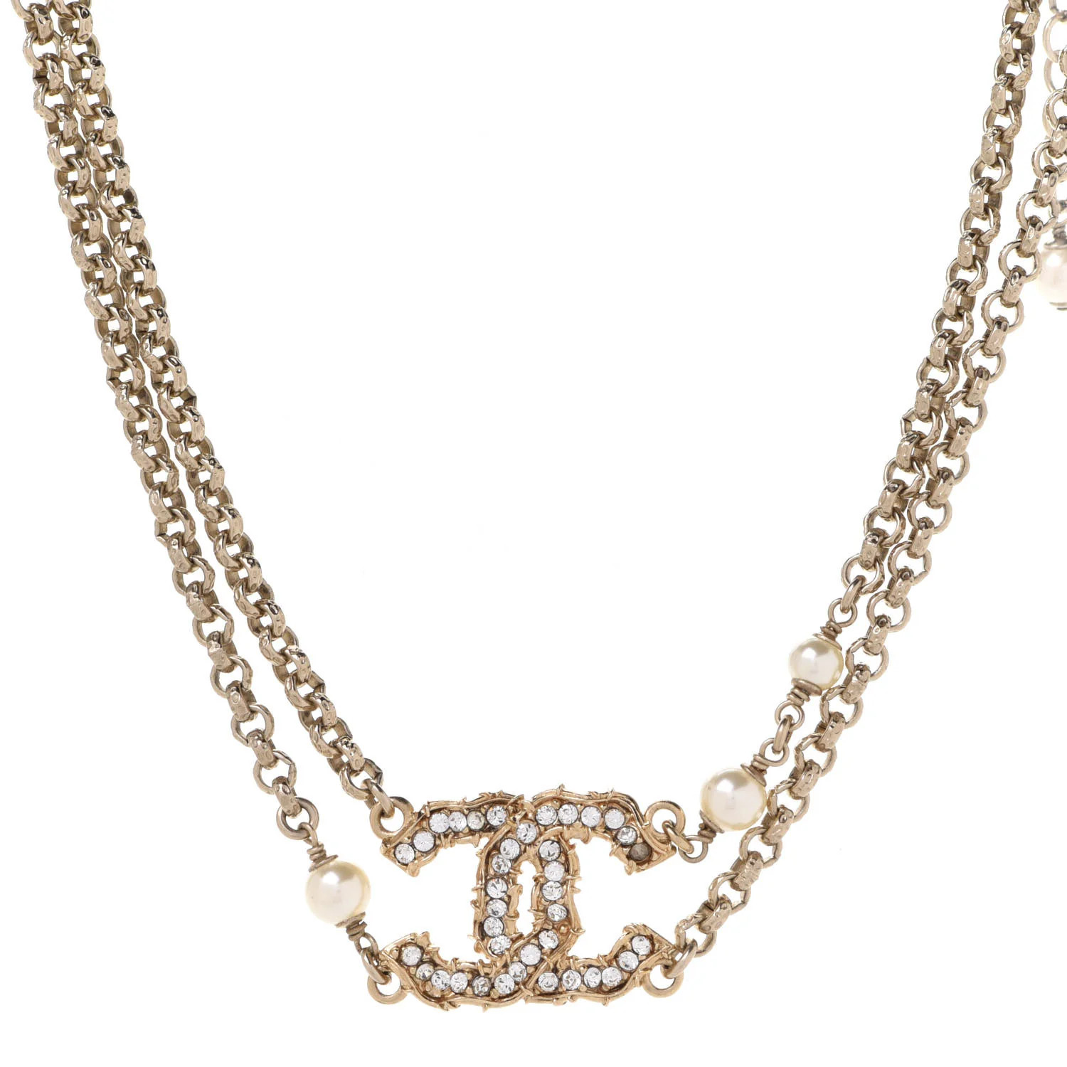 CHANEL Crystal Pearl CC Chain Choker Necklace Gold | FASHIONPHILE | Fashionphile