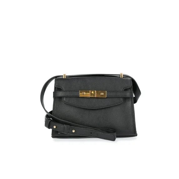 Time and Tru Women's Faux Leather Rosa Crossbody Bag, Black | Walmart (US)