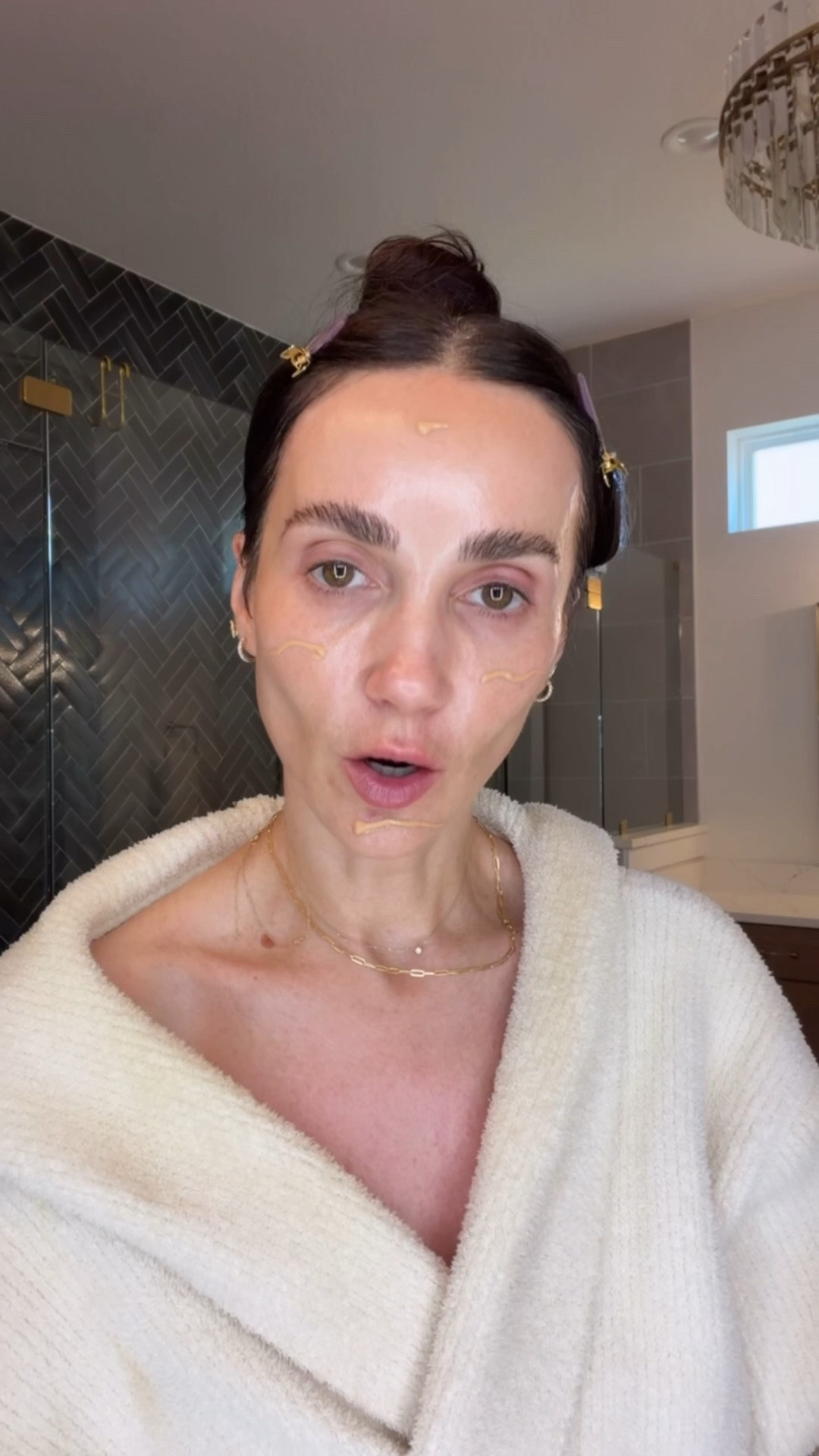 3 min makeup - use code SPRINGSALE to save 
Bronzer in light medium, pressed bronzer, in medium, blush shade petal, pressed blush shade 23, concealer in shade 6.5, skin tint in shade 6; lip liner shade Whirlin , lip peptide shade burnt Malai, pressed finishing powder in shade two ￼

#LTKSaleAlert #LTKOver40 #LTKBeauty