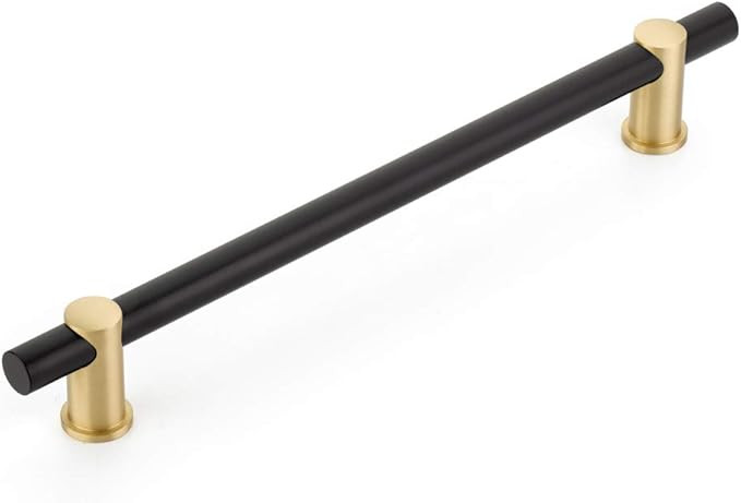 Schaub Fonce Cabinet Appliance Pull Matte Black Bar and Satin Brass Stems, 12" cc | Amazon (US)