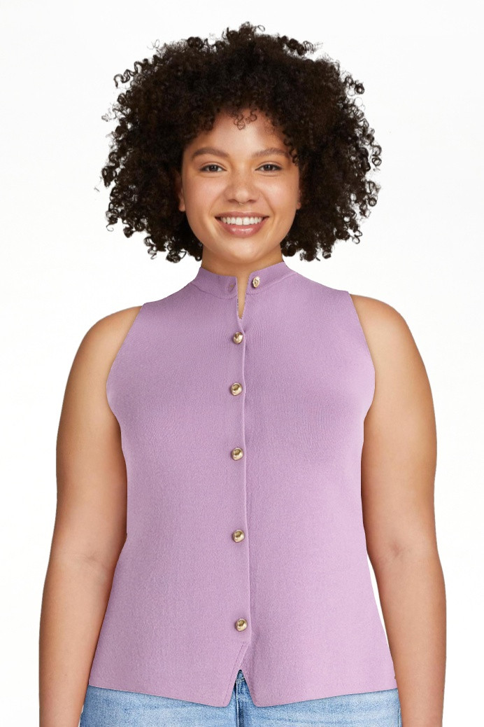 Scoop Women's and Women’s Plus Mockneck Sweater Vest with Gold Tone Buttons, Midweight, Sizes X... | Walmart (US)