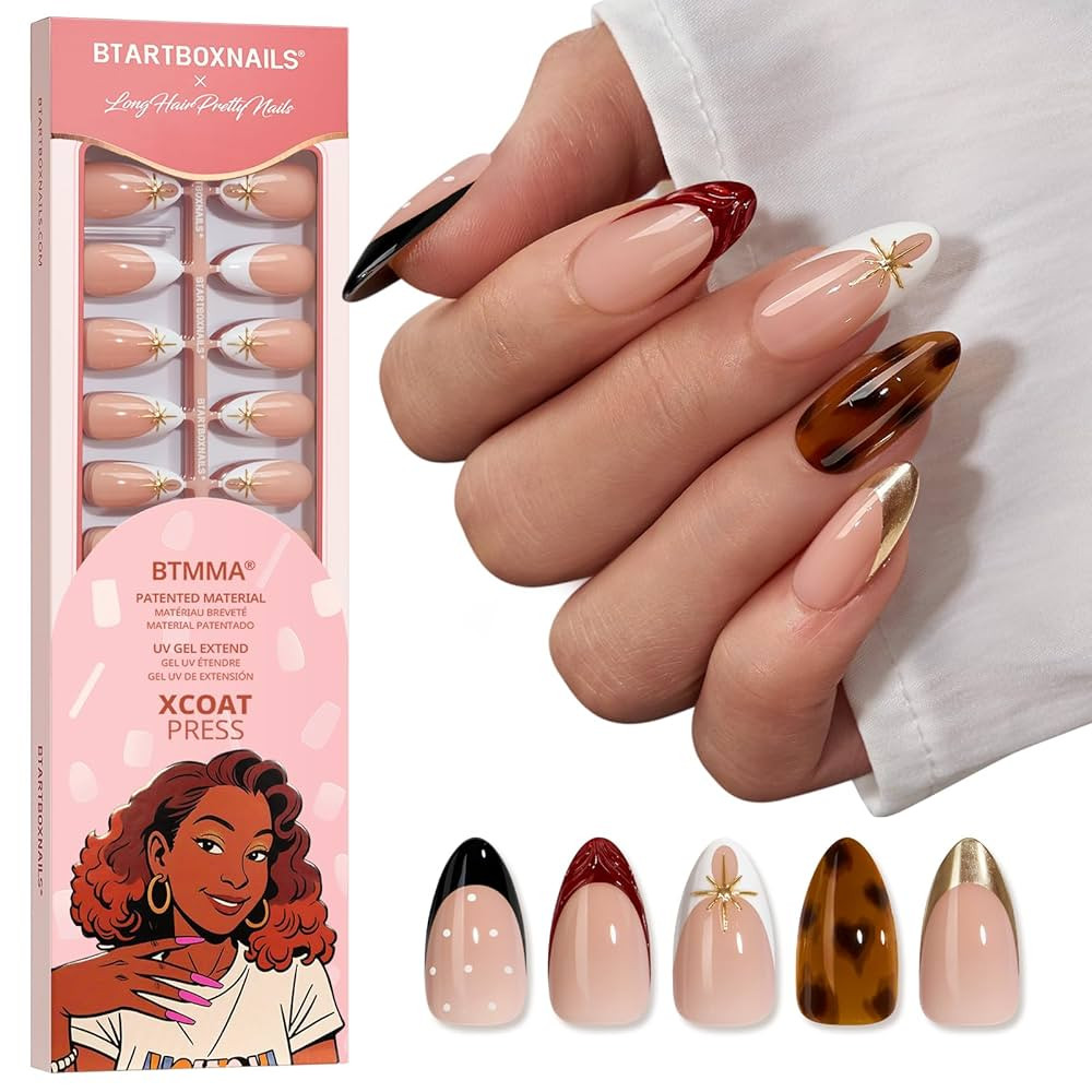 BTArtboxnails X LONGHAIRPRETTYNAILS Press On Nails - Whispers of Glamour, 5 Designs Mix Match Med... | Amazon (US)
