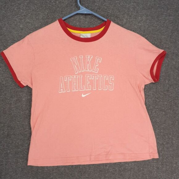 Vintage Y2K Nike Ringer Baby‎ Tee Shirt Womens L Peach pink Short sleeve | Poshmark