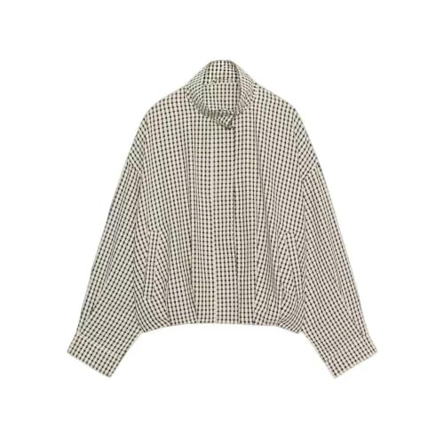 Womens Plaid Jacket Bomber Stand Collar Zip Up Coat with Pockets | Amazon (US)
