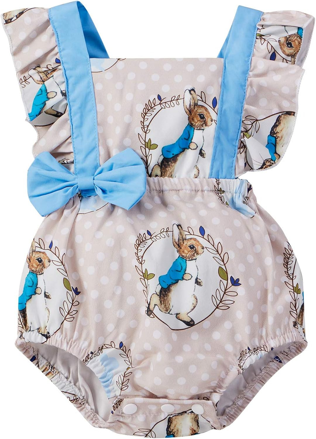 Newborn Baby Girl Easter Clothes Backless Ruffle Sleeveless Rabbit Bunny Romper Bodysuit Jumpsuit... | Amazon (US)