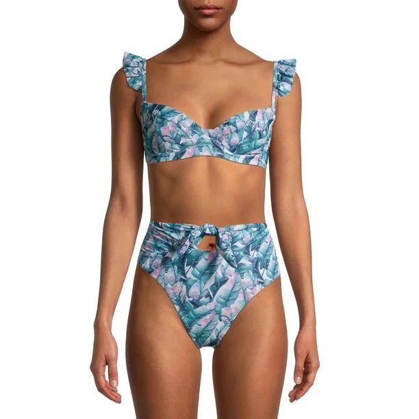 XOXO Women's Ruffle Molded Bikini Top Swimsuit | Walmart (US)