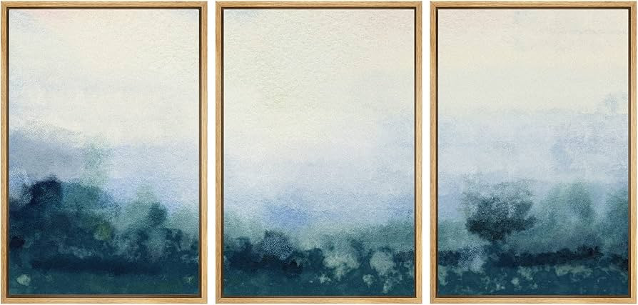 SIGNWIN Framed Canvas Print Wall Art Pastel Blue Minimal Paint Stroke Landscape Abstract Shapes I... | Amazon (US)