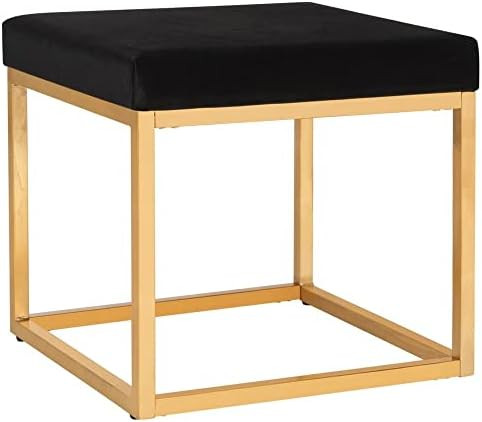 Safavieh Home Collection Rowan Black Contemporary Glam Velvet Square Ottoman, | Amazon (US)