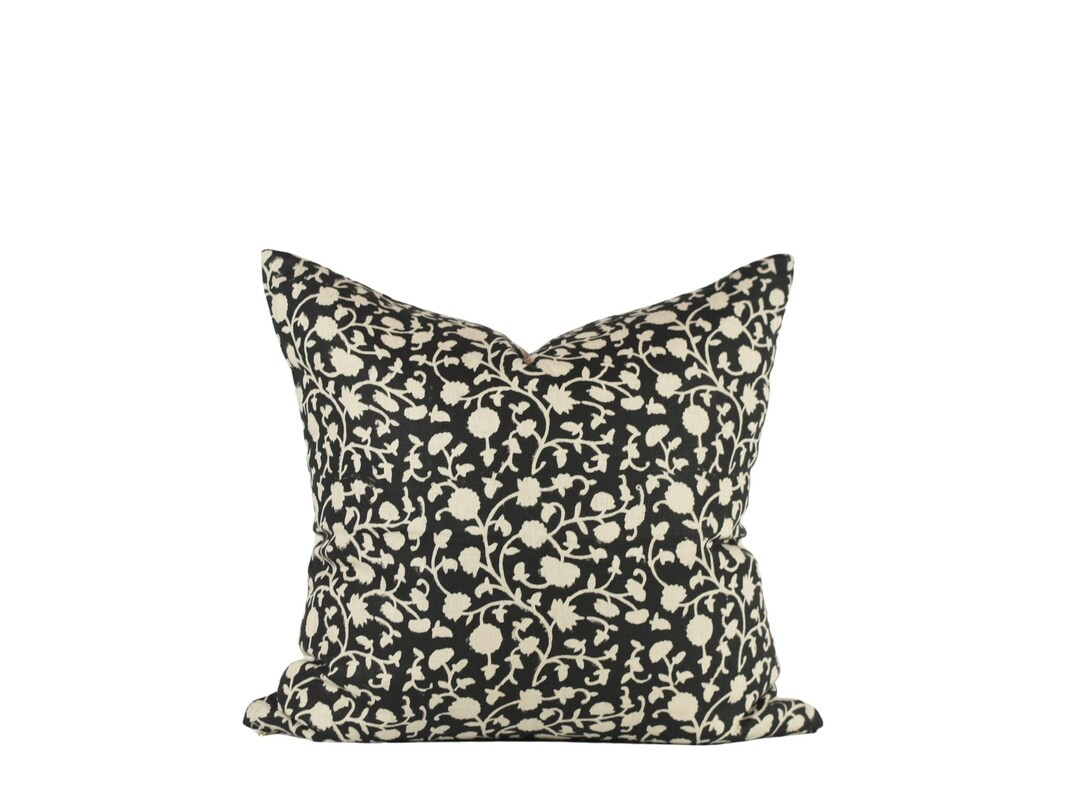 EMILY PILLOW Hand Block Printed Linen Pillow, Blue Pillow, Spring Pillow, Fall Pillow, Vintage Pi... | Etsy (US)