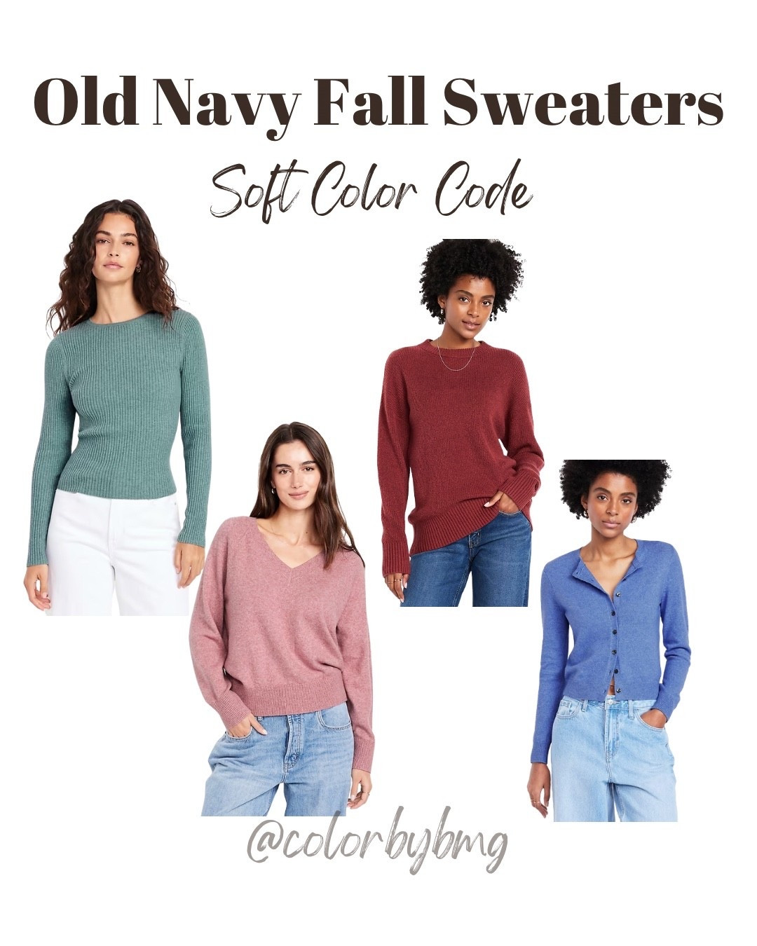 Soft Color Code Sweaters

Colors:
1. Underwater
2. Heather Pink
3. Umber Earth
4. Lighthouse
