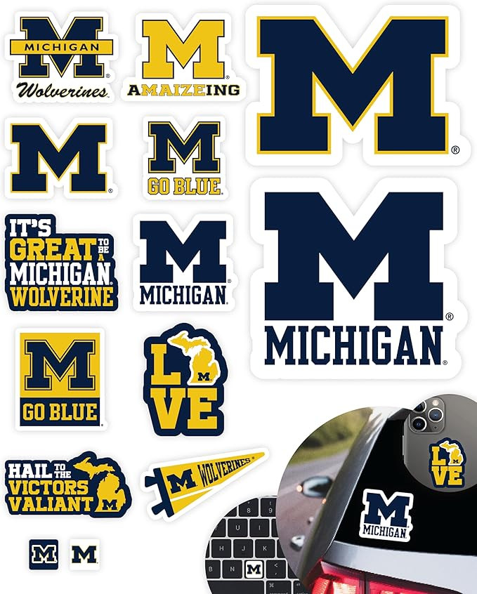 Michigan Wolverines Stickers (14 Pcs) University of Michigan Gifts for Men UM Football Fans 2 Lar... | Amazon (US)