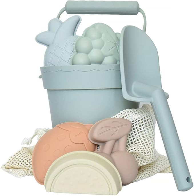 ForeverElla Silicone Beach Toys for Kids 3-10 - Sand Toys for Toddlers and Babies - 5 Molds with ... | Amazon (US)