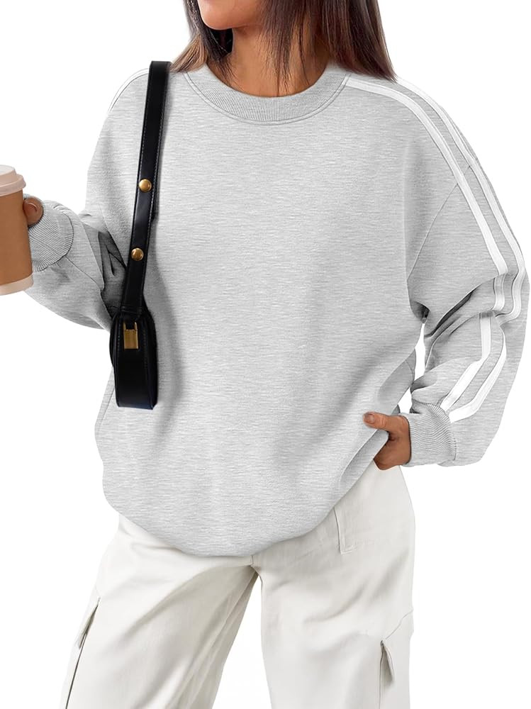 Trendy Queen Oversized Sweatshirt for Women Crewneck Fall Fashion Clothes 2025 Striped Sweater y2... | Amazon (US)