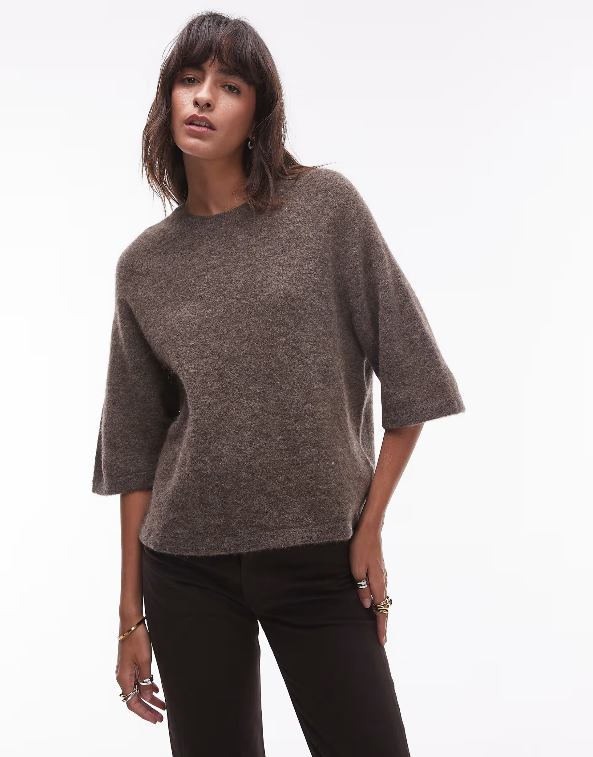 & Other Stories alpaca short sleeve knitted jumper in light brown | ASOS (Global)