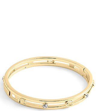 COACH Signature C Open Hinge Bangle Bracelet - Shiny Gold | Dillard's