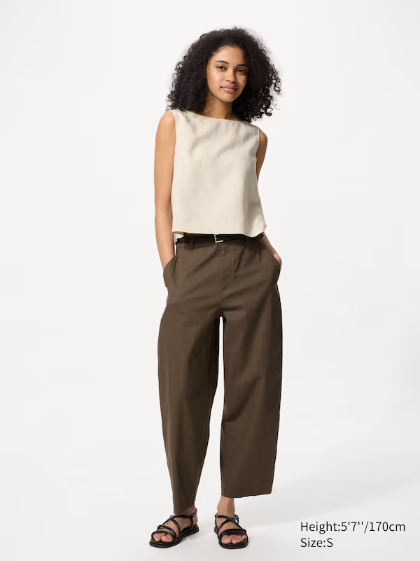 Pantalon van Linnen-Katoenmix (Tapered Fit) | Uniqlo NL