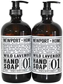 Newport Home and Body Co Hand Soap, Wild Lavender, 2 Glass Bottles 16 fl oz each | Amazon (US)
