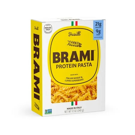 Brami Fusilli High Protein Pasta, Made in Italy, 21g Protein, High Fiber, Low Carb Vs. Regular Pasta Noodles, Durum Wheat Plus Lupini Beans, Bronze Cut Shelf-Stable Noodles, 12 oz Box | Walmart (US)