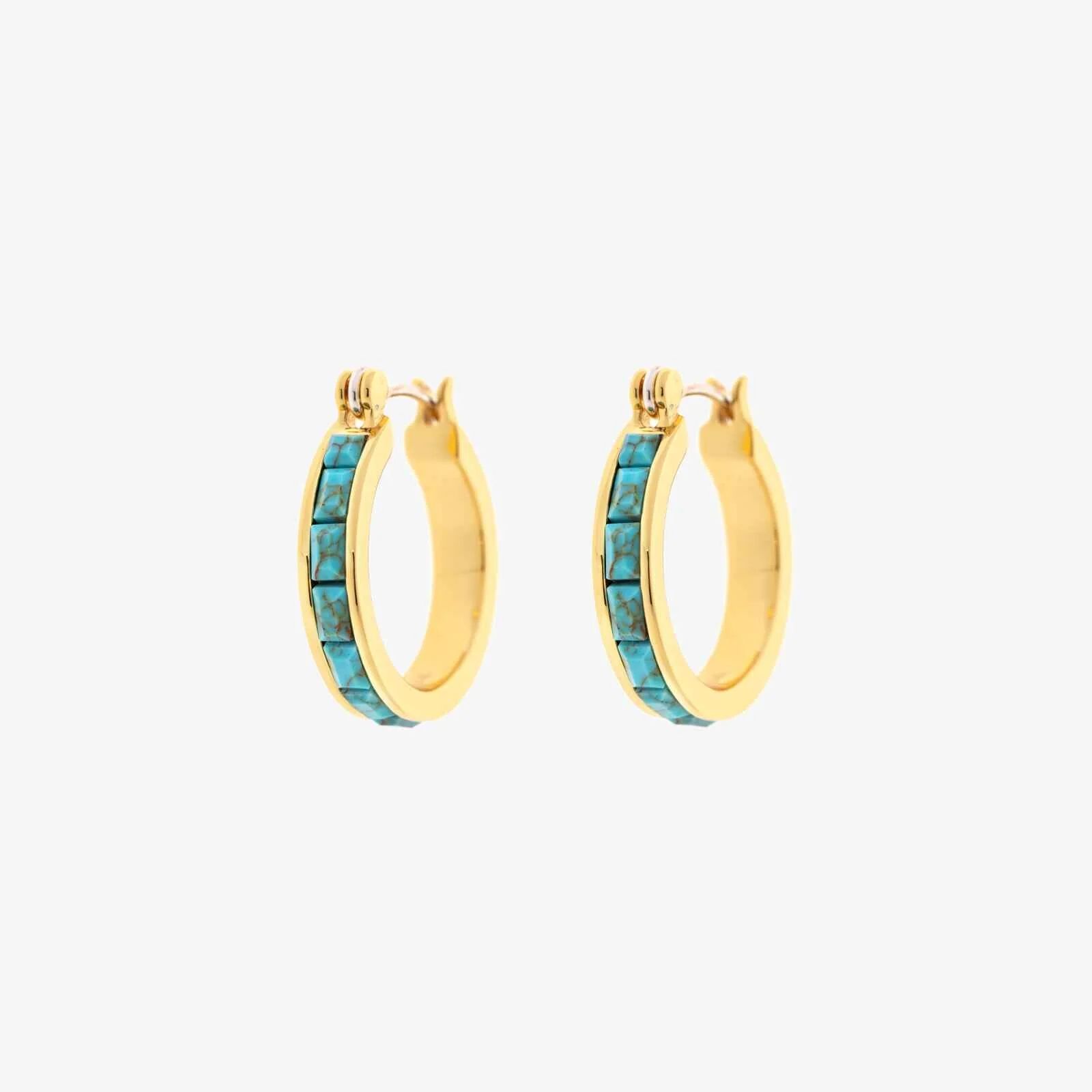 Turquoise Tile Hoop Earrings | Pura Vida Bracelets