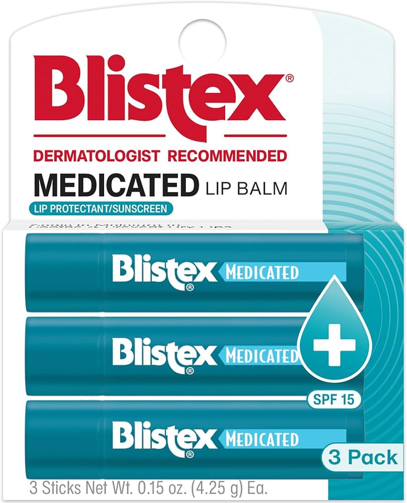 Blistex Medicated Lip Balm, 0.15 Ounce, 3 Count (Pack of 1) Prevent Dryness & Chapping, SPF 15 Su... | Amazon (US)