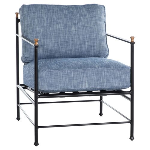 Frances Lounge Chair, Linen Indigo | One Kings Lane