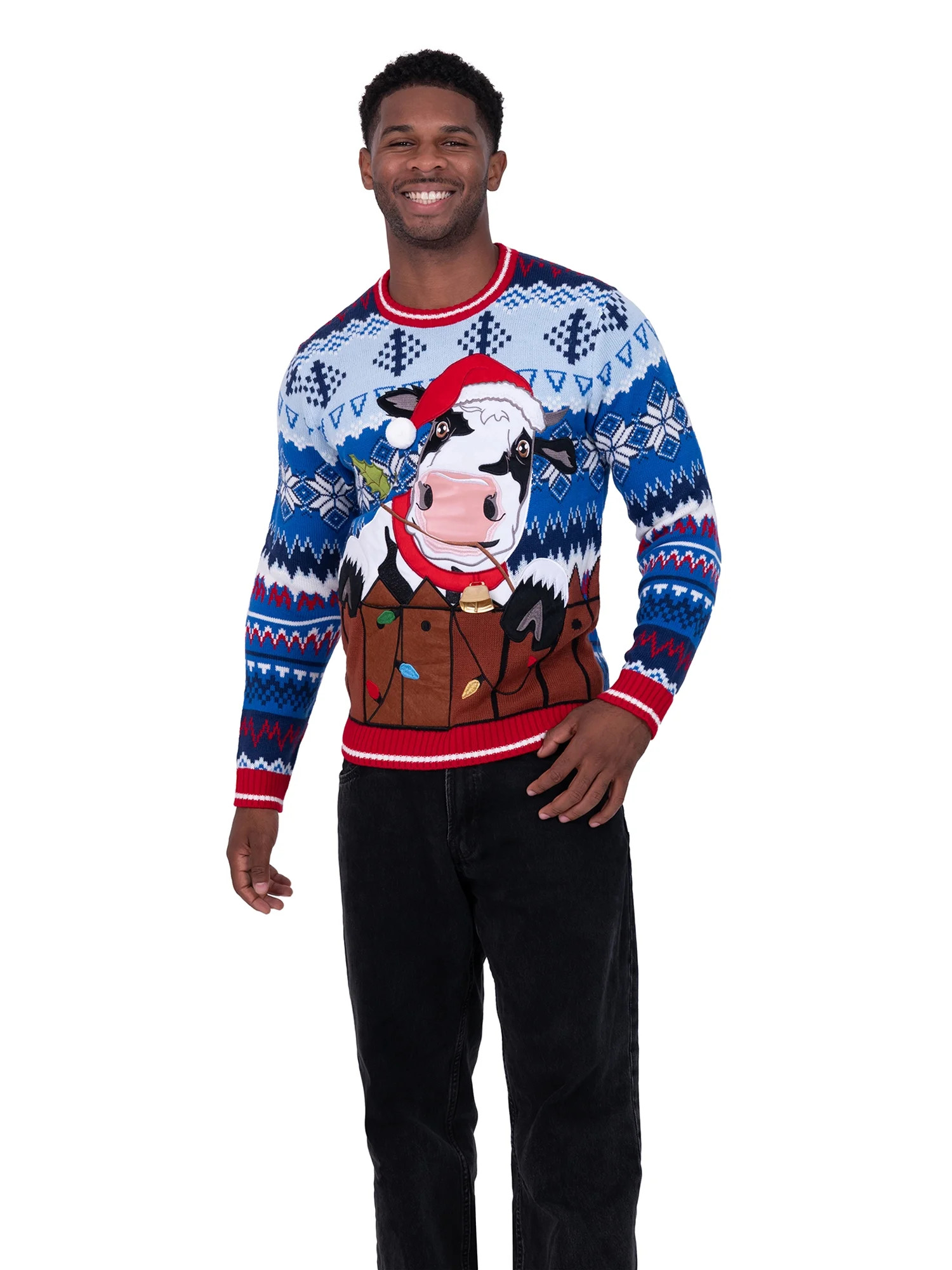 Jollidays Men's Long Sleeve Crewneck Ugly Christmas Sweater, Sizes S-XXL | Walmart (US)