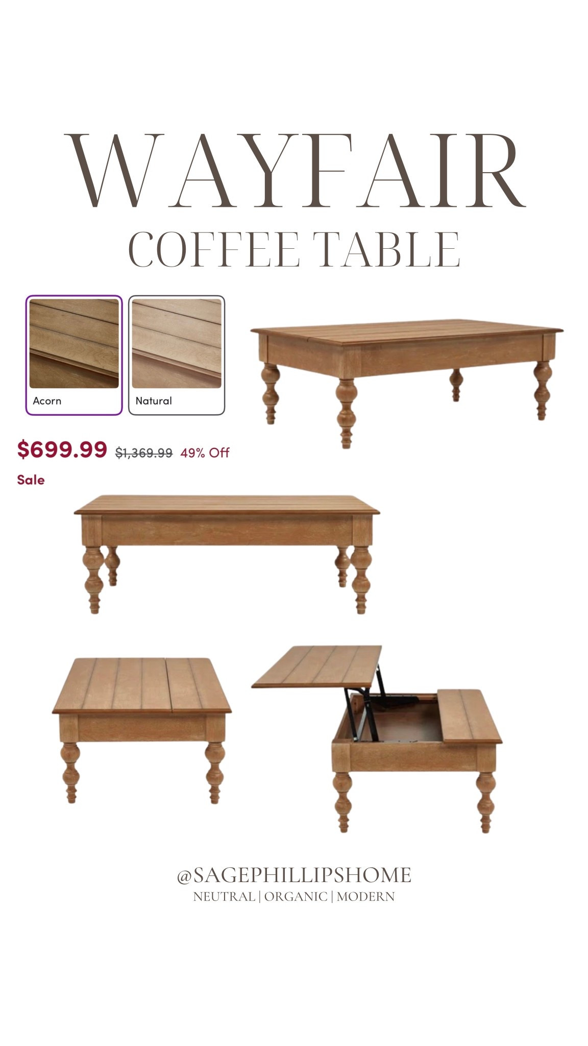 This coffee table stopped me mid-scroll 🤎

The tone, the turned legs, the detail… it feels like one of those pieces you’d find vintage, but it’s actually on sale right now (almost 50% off 👀)

I love that it has the lift-top too — perfect for cozy nights, working on the couch, or hiding all the little things that somehow end up on the table 🙃

@Wayfair @wayfaircanada