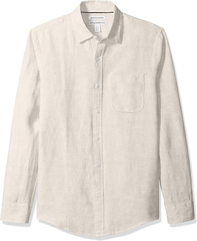 Amazon Essentials Men's Slim-fit Long-Sleeve Linen Shirt | Amazon (UK)