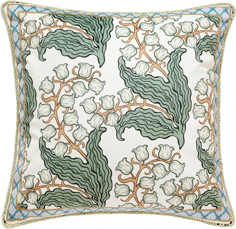 Decorative Square Throw Pillow Covers 18"X18",Velvet Soft Farmhouse Throw Covers,Floral Throw Pil... | Amazon (US)