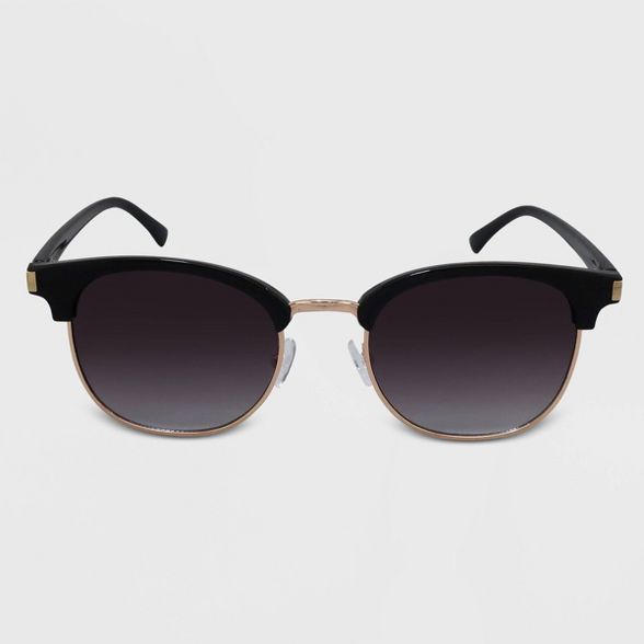 Women's Retro Plastic Metal Combo Silhouette Square Sunglasses - Wild Fable™ Black | Target