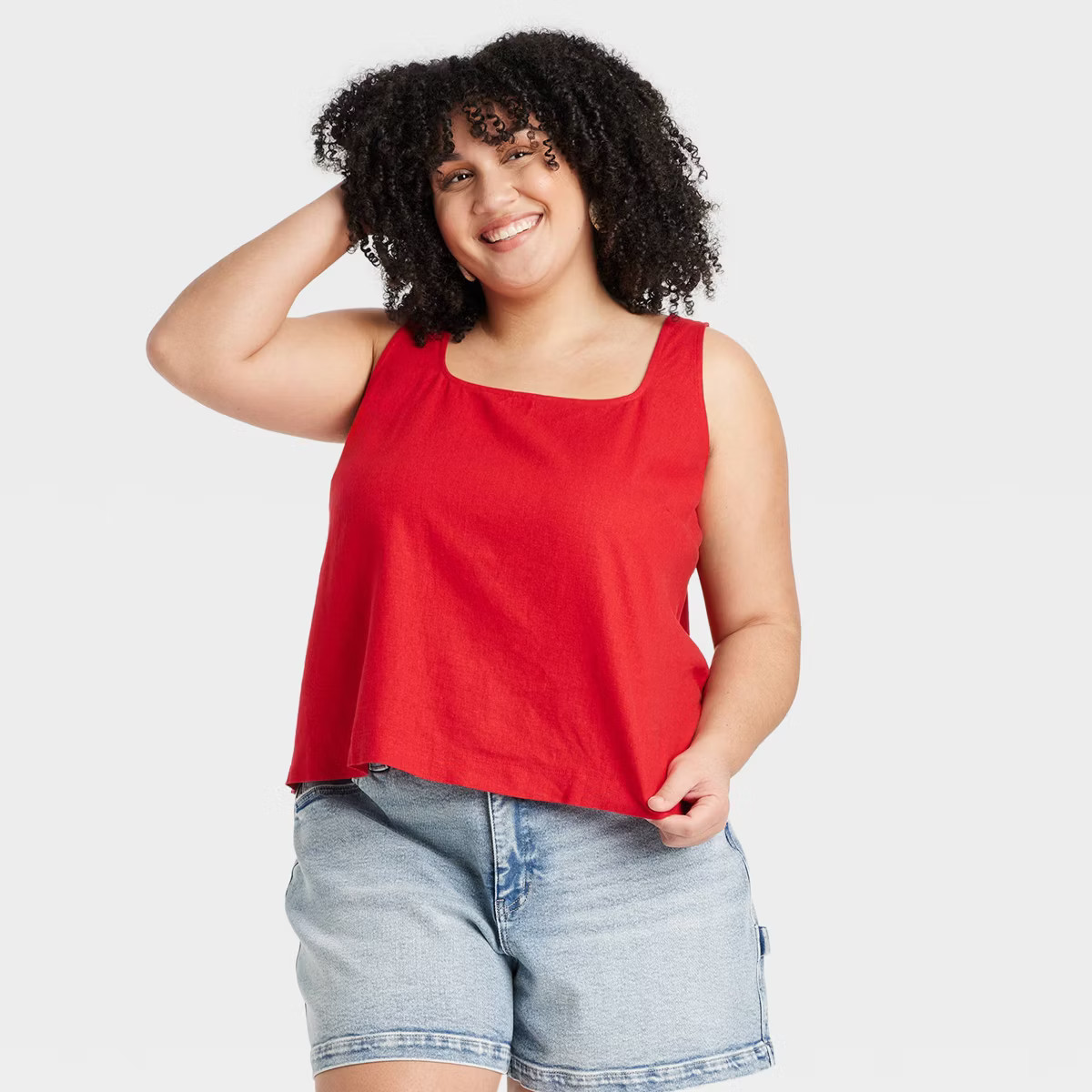 Women's Linen Tank Top - Ava & Viv™ Lemon Yellow 2X | Target