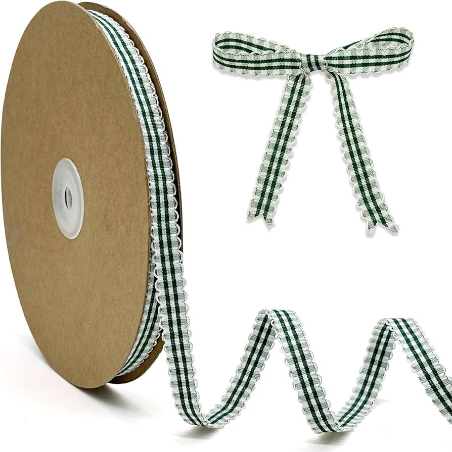 Gingham Plaid Ribbon - 3/8" x50 Yards 100% Polyester Checked Ribbon for Gift Wrapping, Flower Bou... | Amazon (US)