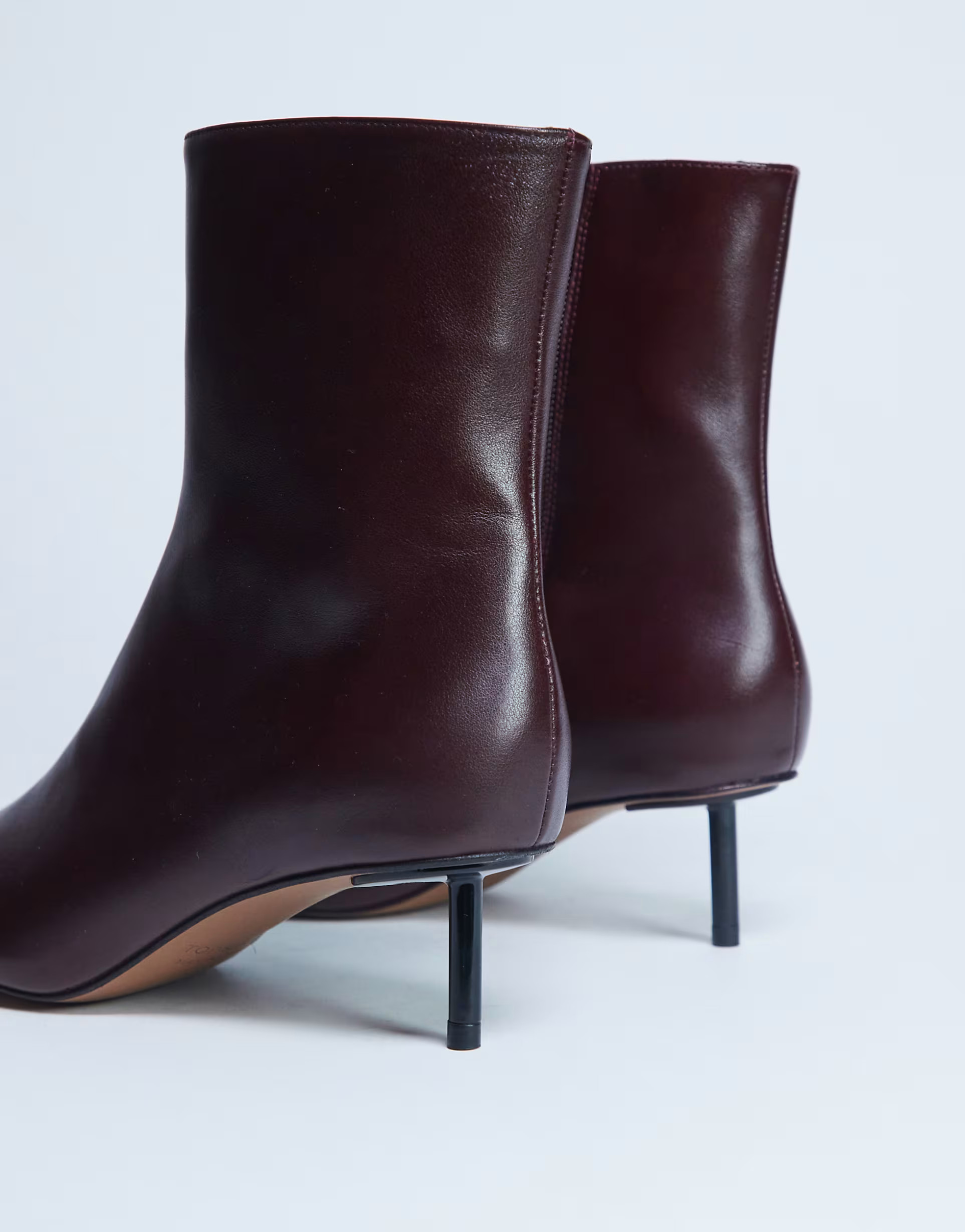 Topshop Narla premium real leather high pin heeled ankle boots in burgundy | ASOS (Global)